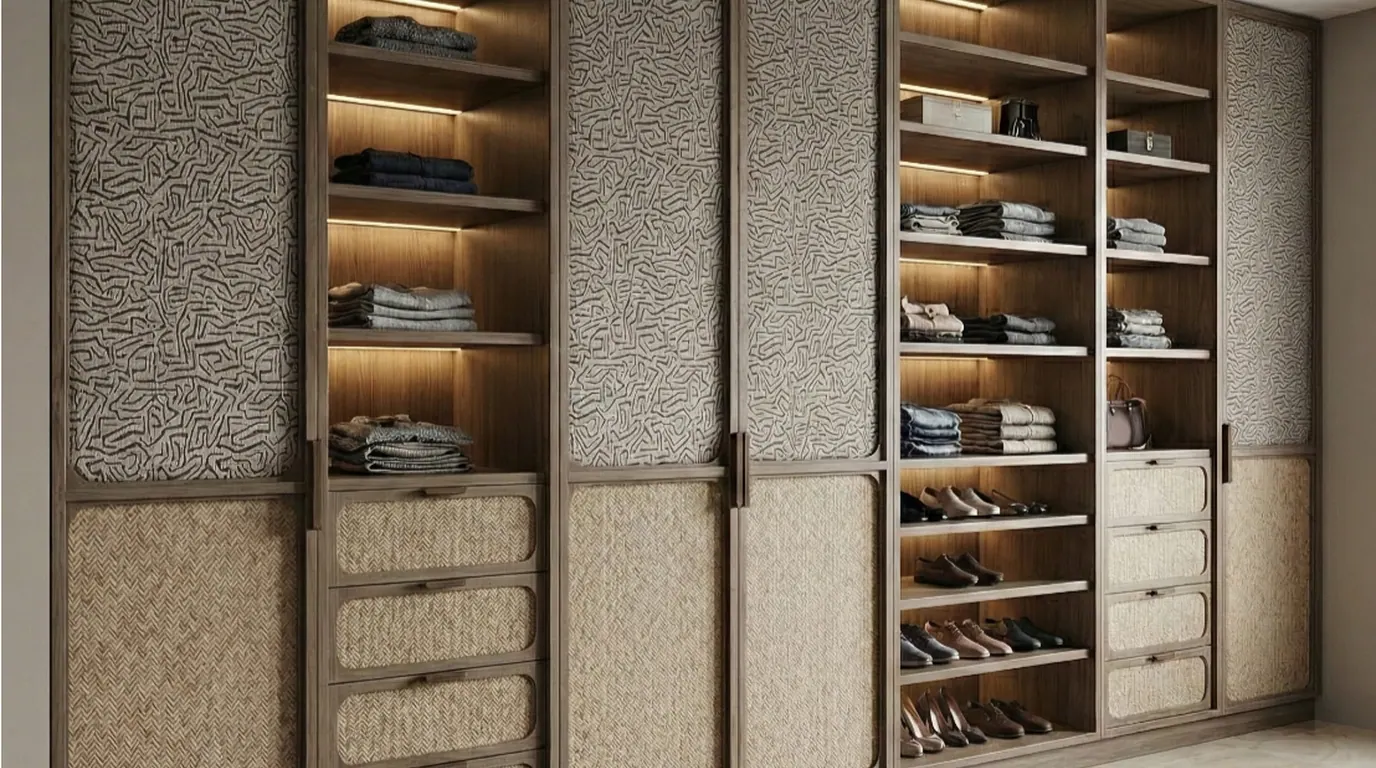 AABHA walk-in wardrobe with illuminated shelving